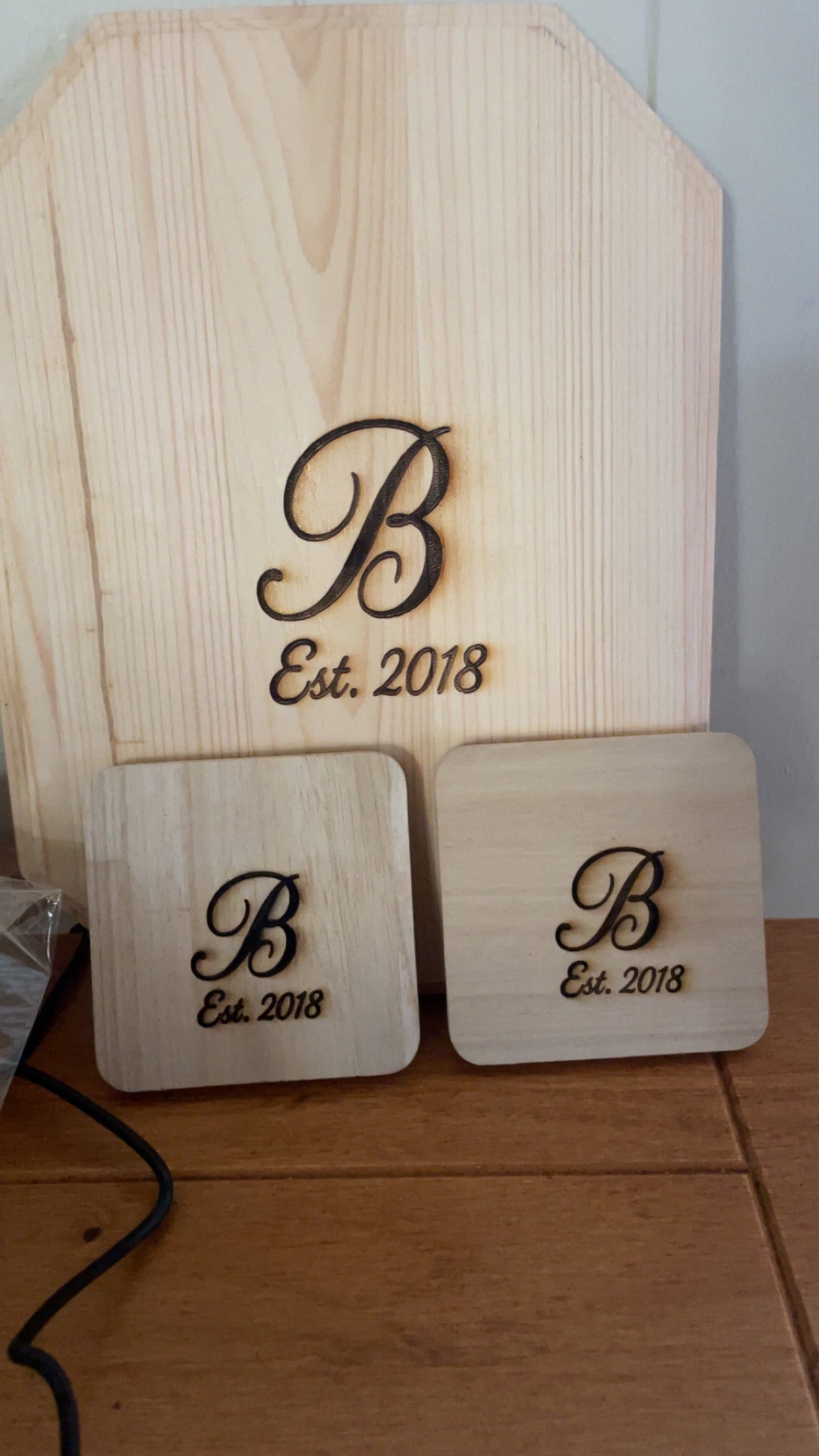 Engraved coaster and plaque set